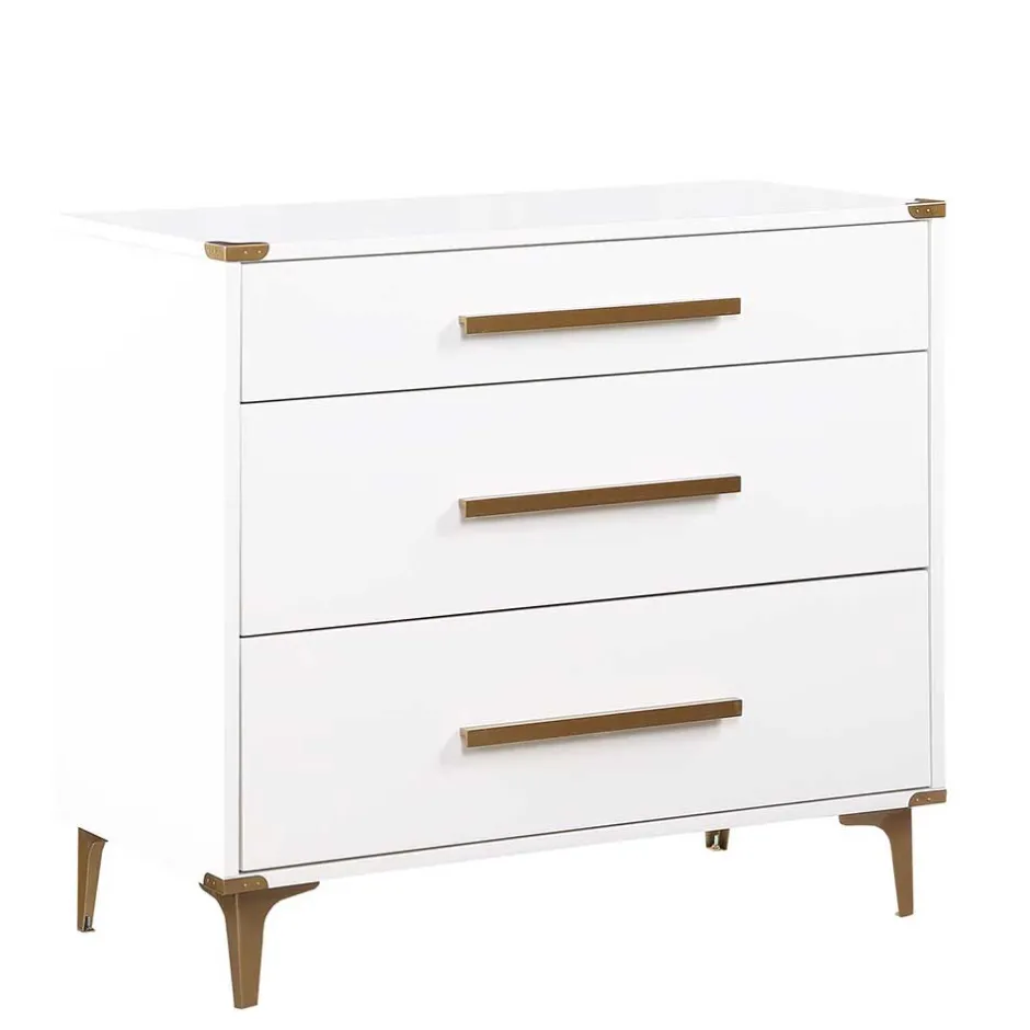 91x81x46 cm Kommode in Weiß und Messing - Onan^Wohnen Discount