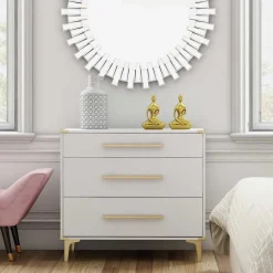 91x81x46 cm Kommode in Weiß und Messing - Onan^Wohnen Discount