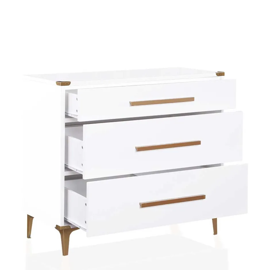 91x81x46 cm Kommode in Weiß und Messing - Onan^Wohnen Discount