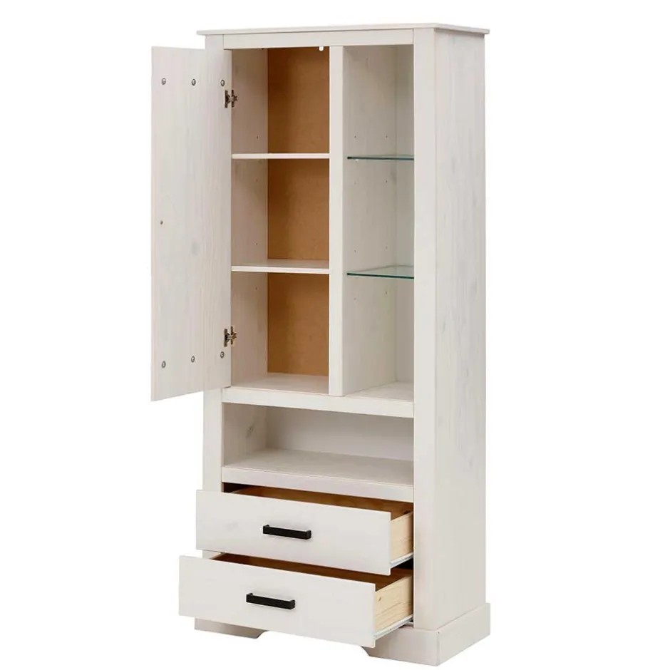 75x170x35 cm Landhaus Schrank in Weiß - Manduza^Wohnen Outlet