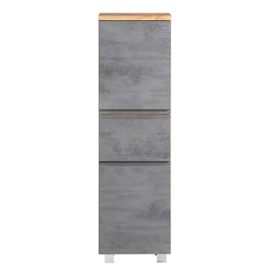 130x40x35 cm Midi Badschrank in Beton & Wildeiche - Mia^Wohnen Outlet