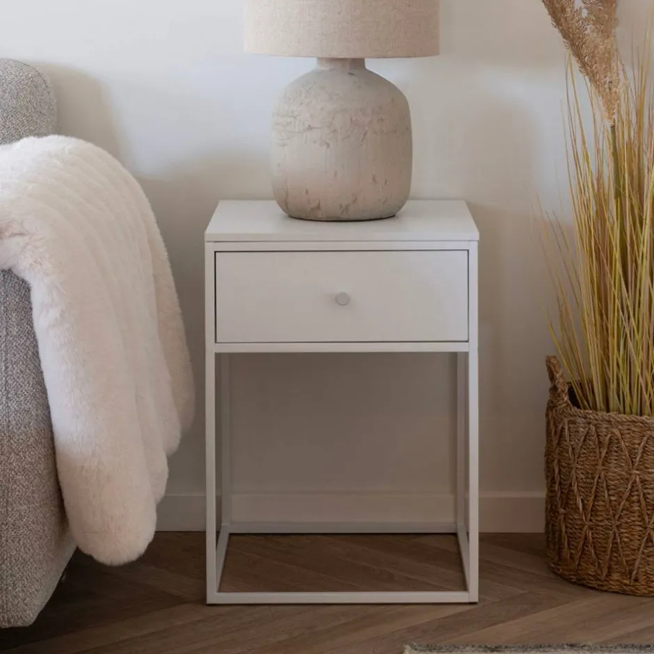 Wohnen 40x55x40 cm Nachttisch in Weiß - Vignola