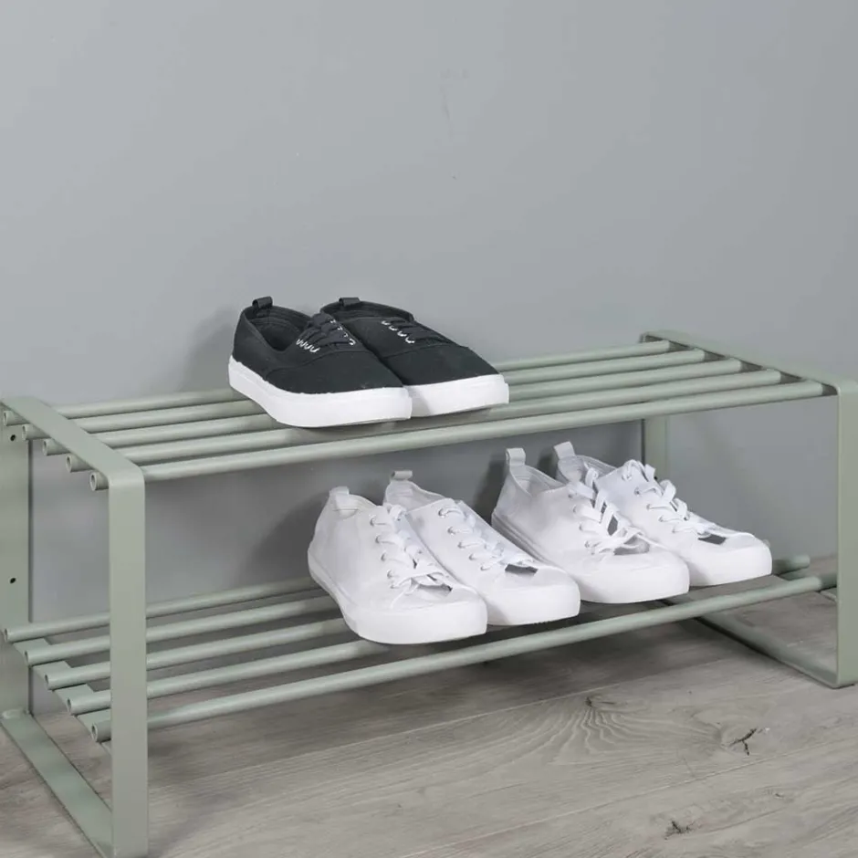 70x29x27 cm Schuhregal aus Stahl in Graugrün - Mion^Wohnen Outlet