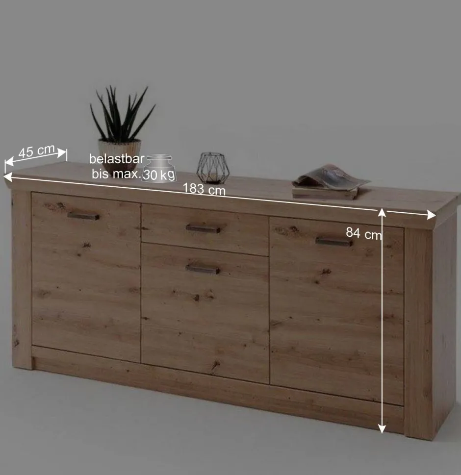 183x84x45 cm Sideboard in Dekor Eiche - Wykina^Wohnen Online