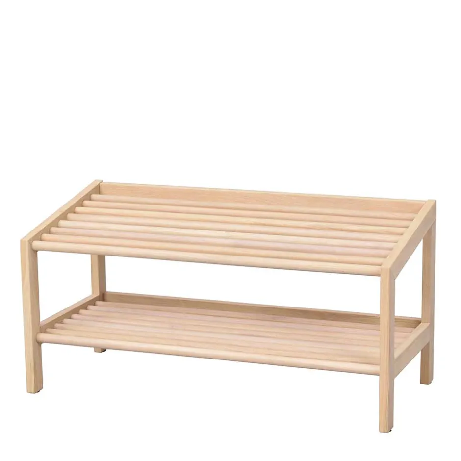 Wohnen 80x40x37 cm Skandi Schuhregal mit zwei Ablagen - Pluta