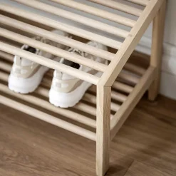 Wohnen 80x40x37 cm Skandi Schuhregal mit zwei Ablagen - Pluta