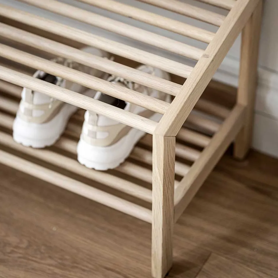 Wohnen 80x40x37 cm Skandi Schuhregal mit zwei Ablagen - Pluta