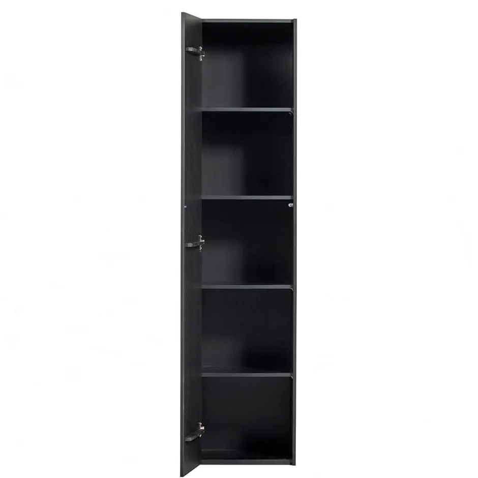 Wohnen 44x188x35 cm 1-türiger Schrank in Schwarz lackiert - Riley