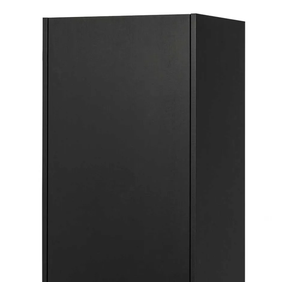 Wohnen 44x188x35 cm 1-türiger Schrank in Schwarz lackiert - Riley