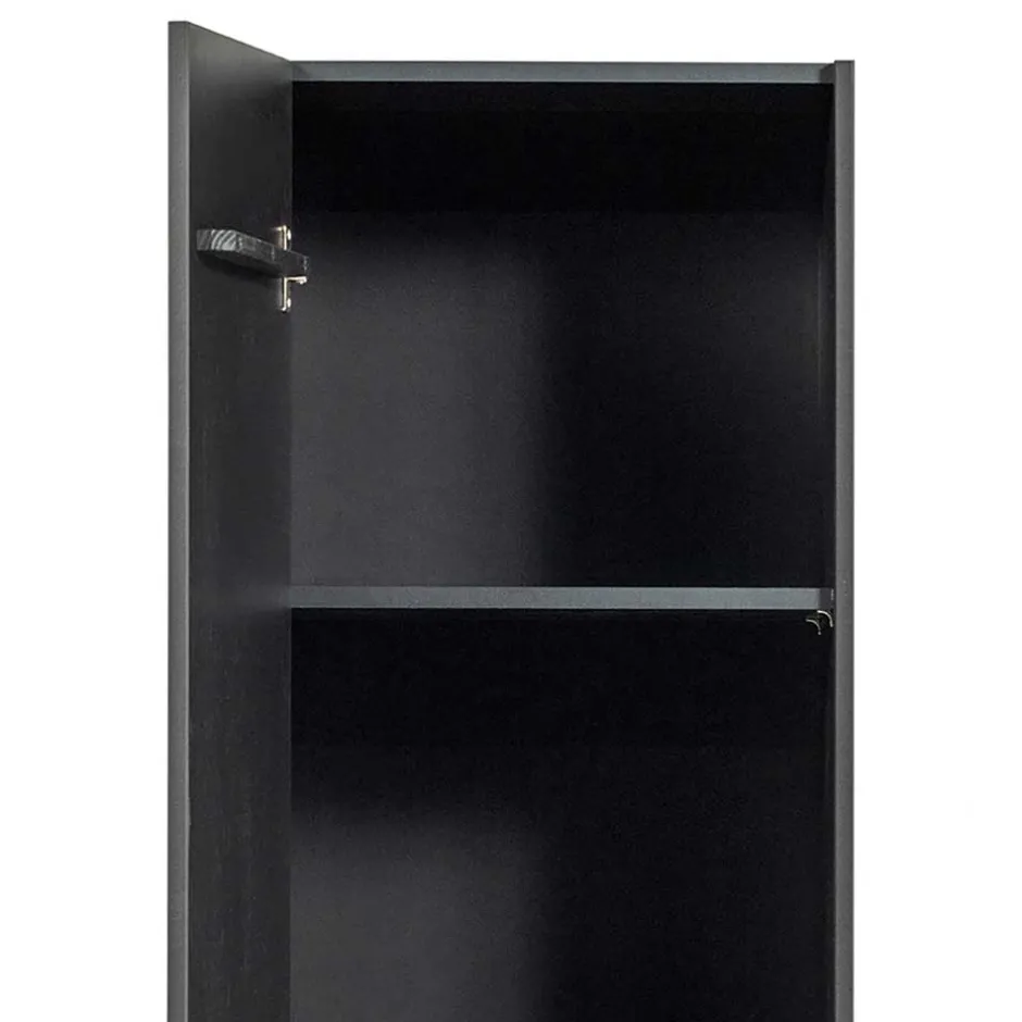 Wohnen 44x188x35 cm 1-türiger Schrank in Schwarz lackiert - Riley