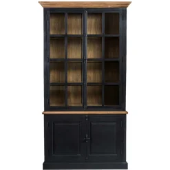 Wohnen 130x230x47 cm Vintage Vitrine Schrank in Schwarz - Niovan