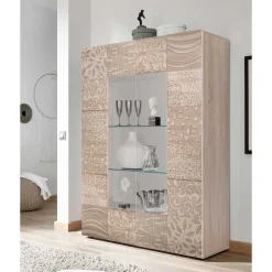Wohnen 121x166x42 cm Vitrine mit Muster Print Front - Bielvas