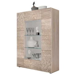 Wohnen 121x166x42 cm Vitrine mit Muster Print Front - Bielvas