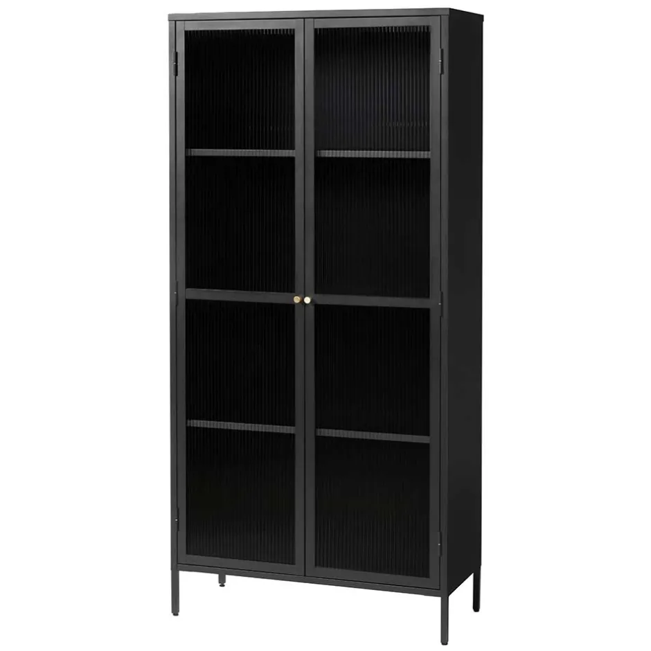 90x190x40 cm Vitrinenschrank aus schwarzem Metall - Gulliver^Wohnen Online