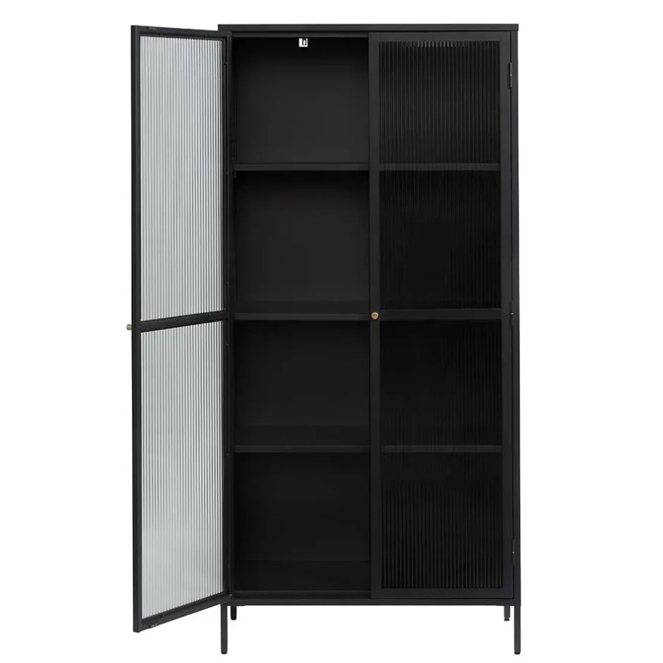 90x190x40 cm Vitrinenschrank aus schwarzem Metall - Gulliver^Wohnen Online
