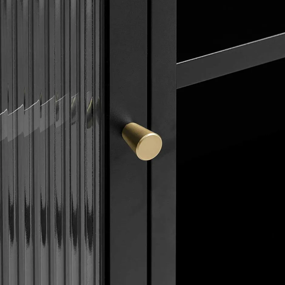 90x190x40 cm Vitrinenschrank aus schwarzem Metall - Gulliver^Wohnen Online