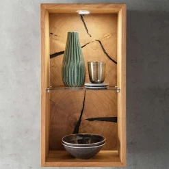 34x64x20 cm Wildeiche Regal mit Glasboden - Acapella^Wohnen Clearance
