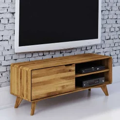 Wohnen 120x48x40 cm Wildeiche TV Element mit Tür - Eavy