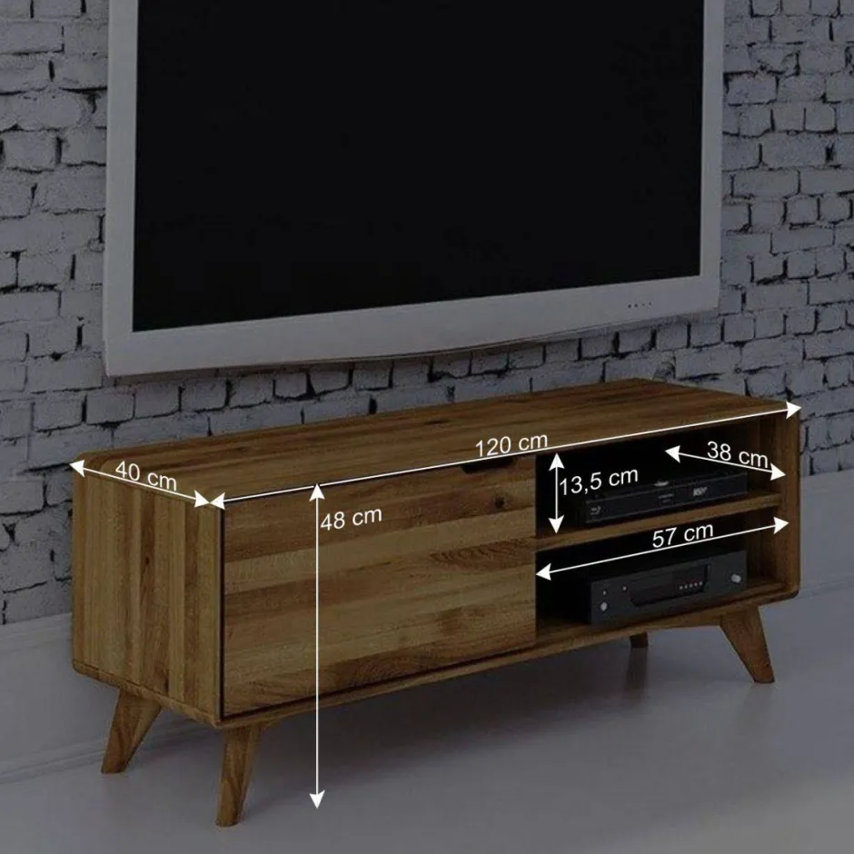 Wohnen 120x48x40 cm Wildeiche TV Element mit Tür - Eavy