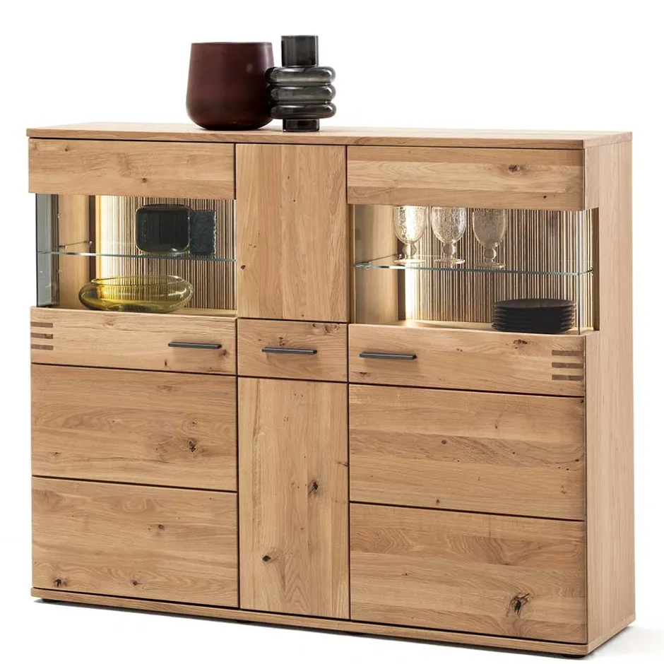 150x121x37 cm Wohnzimmer Schrank in Eiche Bianco - Crupean^Wohnen New