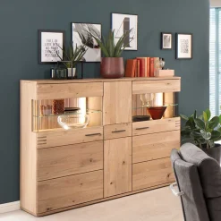 150x121x37 cm Wohnzimmer Schrank in Eiche Bianco - Crupean^Wohnen New