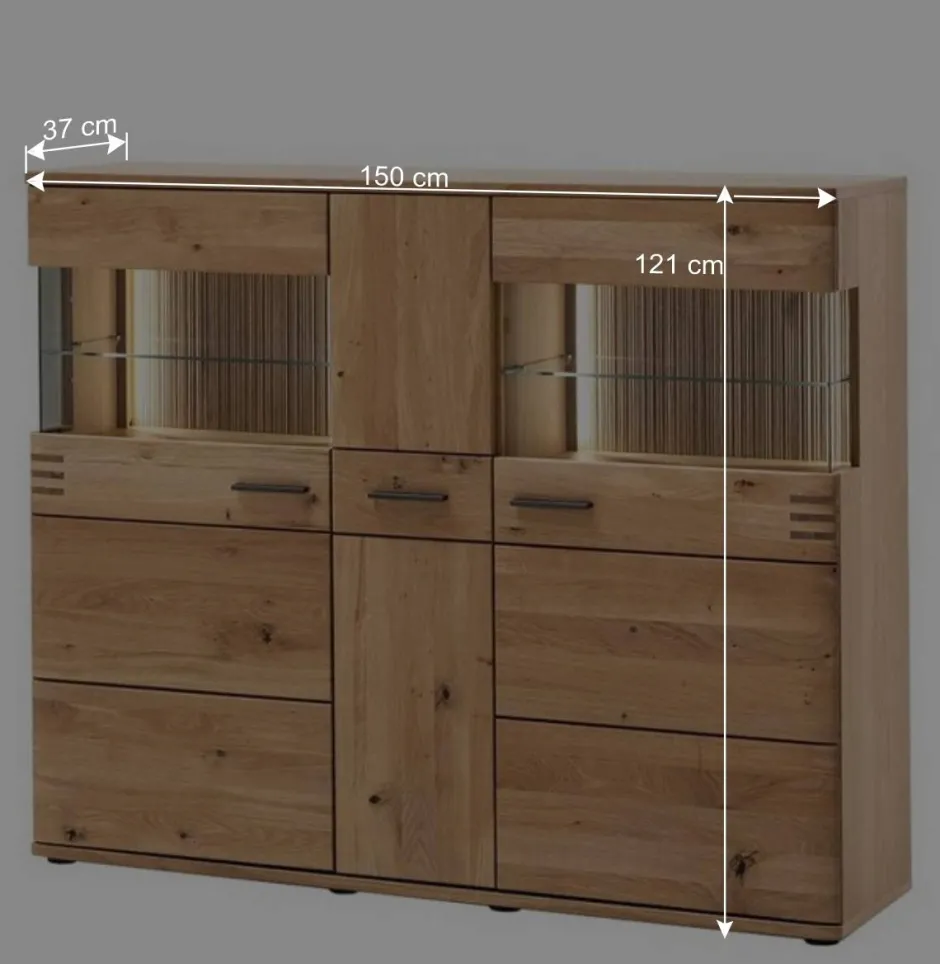 150x121x37 cm Wohnzimmer Schrank in Eiche Bianco - Crupean^Wohnen New