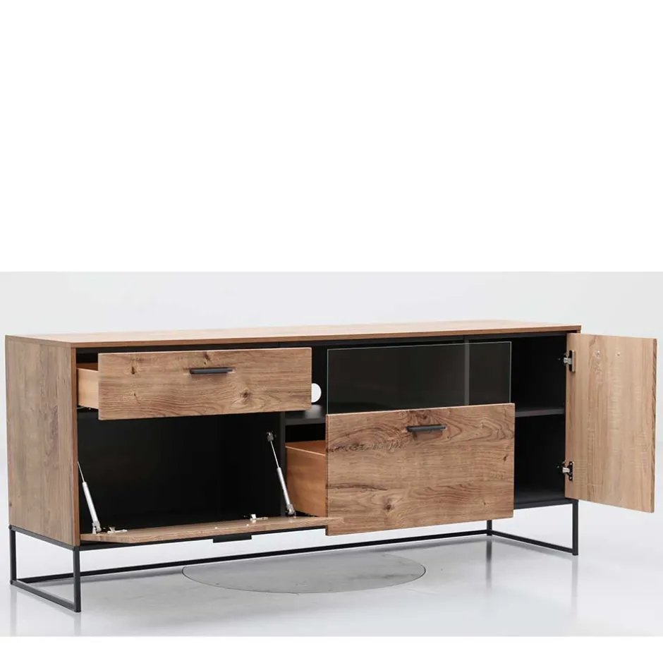 Wohnen 175x75x48 cm Wohnzimmer Sideboard in Holzoptik - Xindus
