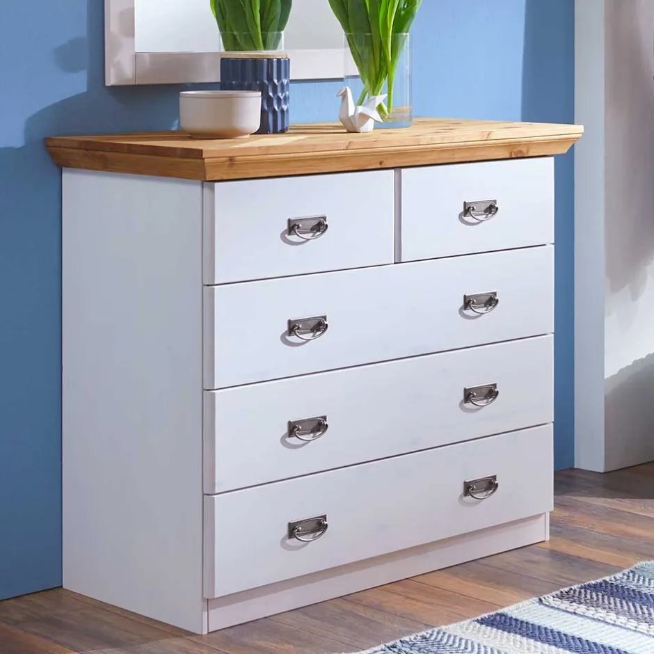 Wohnen 106x91x50 Country Style Kommode zweifarbig - Sibiuta