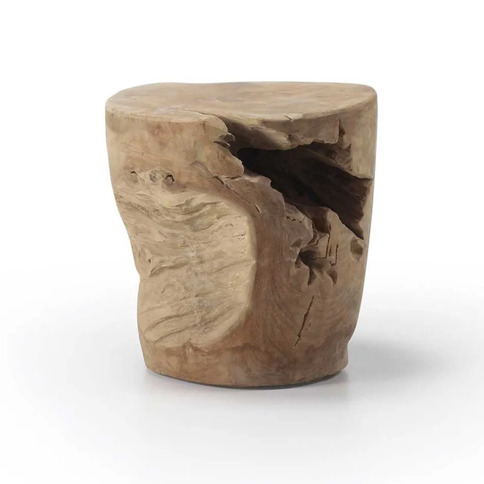 Wohnen 35x35x35 Design Beistelltisch aus Teak Stamm - Stroy