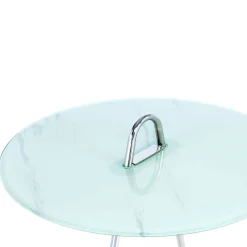 46x60x46 Design Glastisch in Weiß & Silber - Twinta^Wohnen Clearance