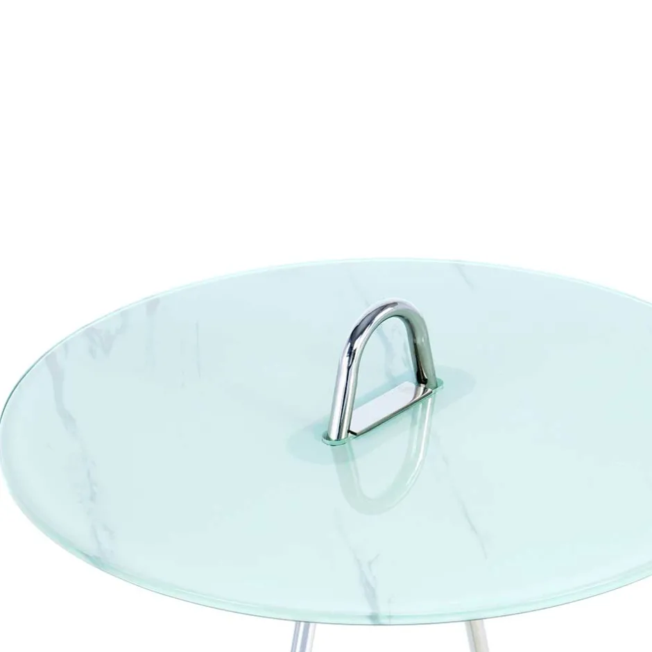 46x60x46 Design Glastisch in Weiß & Silber - Twinta^Wohnen Clearance