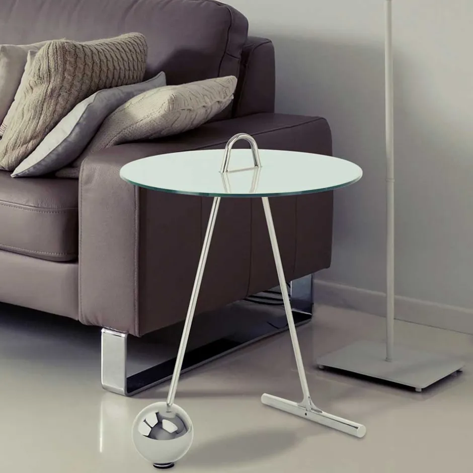 46x60x46 Design Glastisch in Weiß & Silber - Twinta^Wohnen Clearance