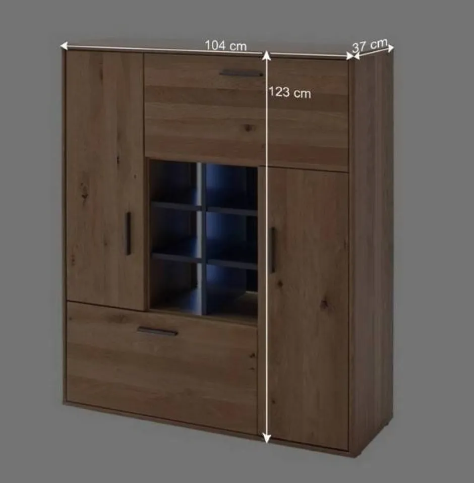 104x123x37 Design Highboard aus Holz & MDF - Assela^Wohnen Discount