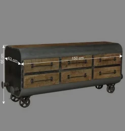 Wohnen 150x66x43 Design Kommode im Zugwaggon Look - Bahiro