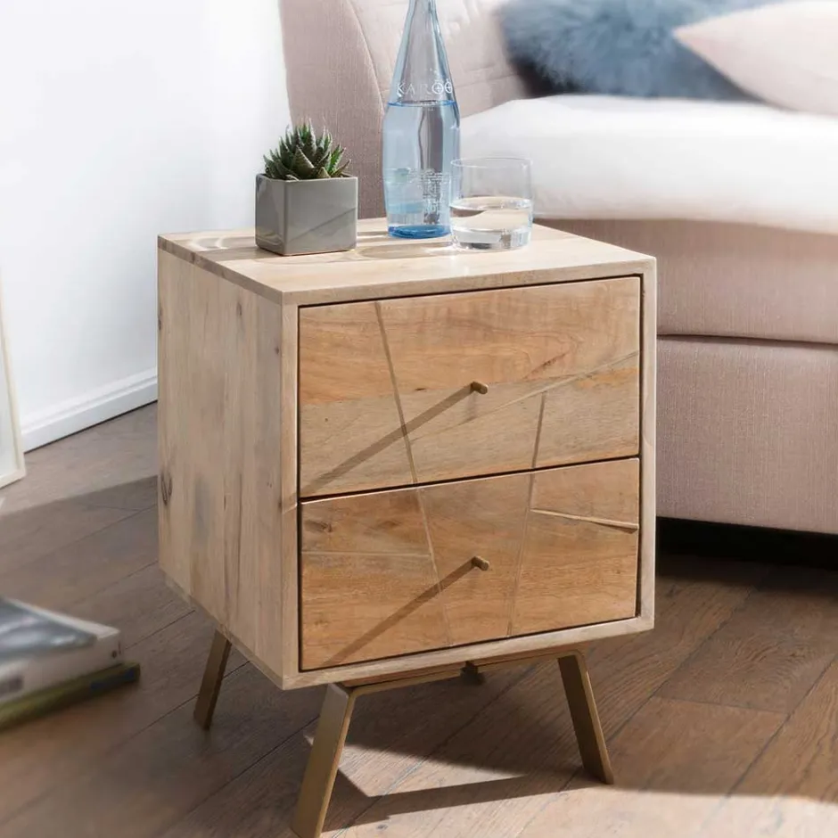 Wohnen 40x56x40 Design Nachttisch mit Schubladen - Geyco