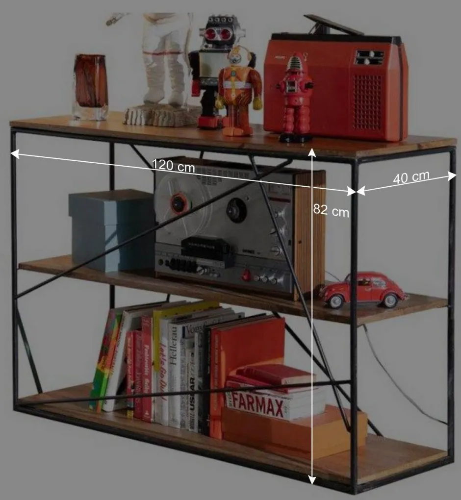 120x82x40 Design Regal aus Stahl & Holz - Offia^Wohnen Sale