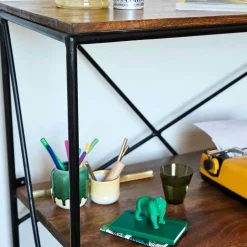 Wohnen 120x122x60 Design Schreibtisch aus Holz & Metall - Offia