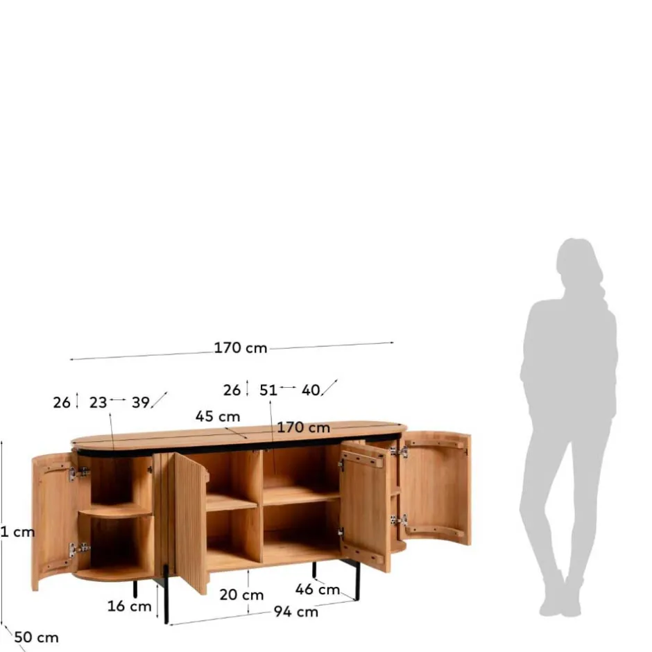 Wohnen 170x81x50 Design Sideboard in ovaler Form - Ilvenda