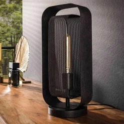 18x41x14 Design Tischleuchte in Schwarzgrau - Evnanus^Wohnen Sale