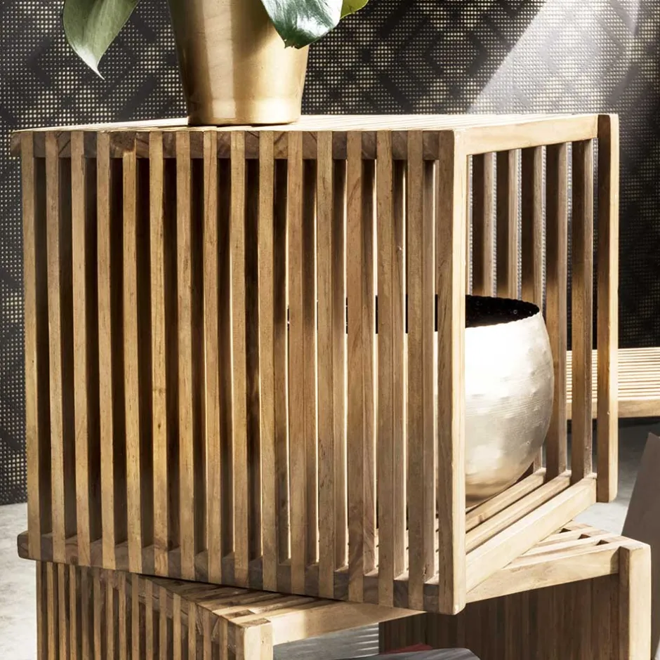 Wohnen 40x40x40 Design Würfelregal aus Teak massiv - Ariean