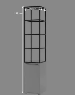 40x197x40 Designer Regal in Weiß & Schwarz - Enkraja^Wohnen Clearance