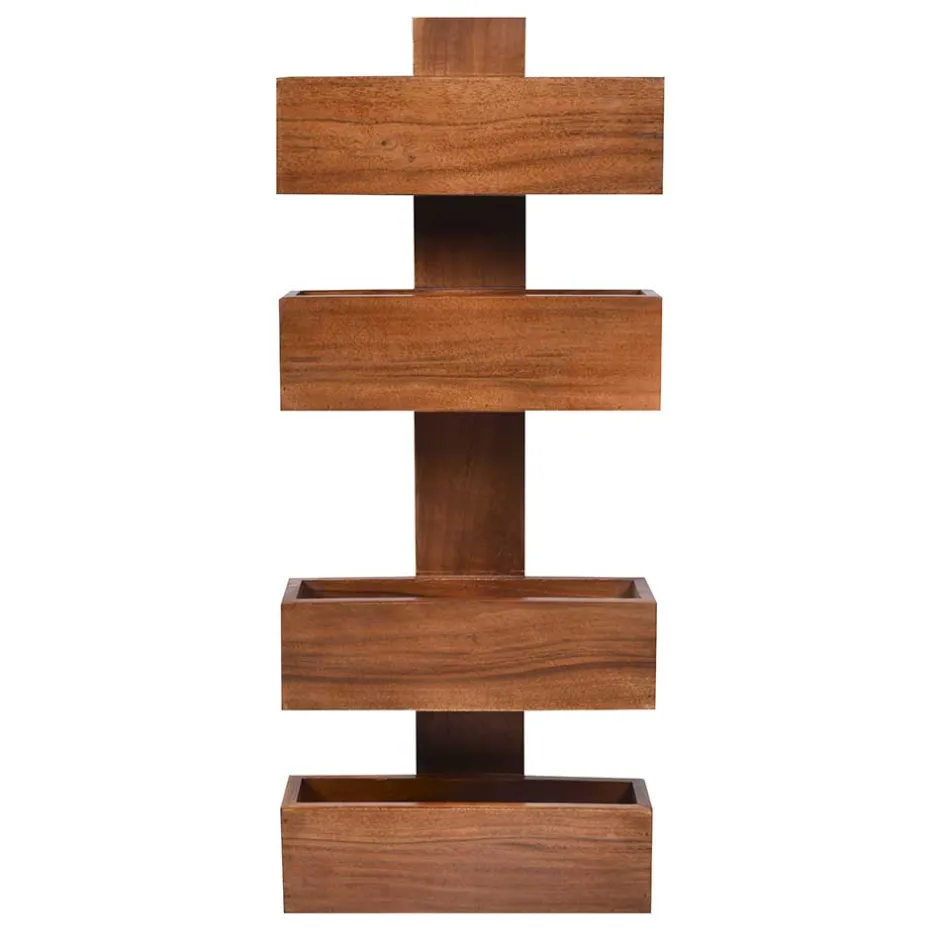 Wohnen 30x72x9 Designer Wandregal mit zwei Ablagen für Magazine - Toskana