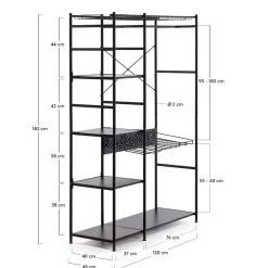 120x182x45 Garderoben Regal mit Stange - Nalisha^Wohnen Outlet