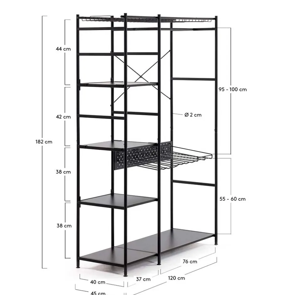 120x182x45 Garderoben Regal mit Stange - Nalisha^Wohnen Outlet