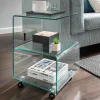 Wohnen 40x60x40 Glastisch auf Rollen modern - Heuser