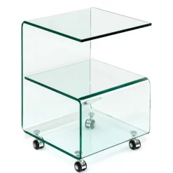 Wohnen 40x60x40 Glastisch auf Rollen modern - Heuser