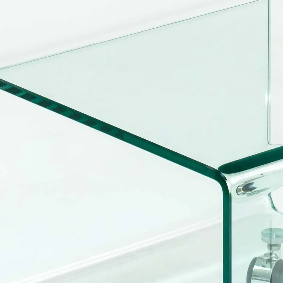 Wohnen 40x60x40 Glastisch auf Rollen modern - Heuser