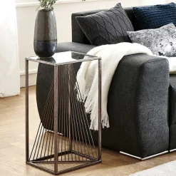 Wohnen 30x60x30 Glastisch mit Metallgestell - Tyrcio