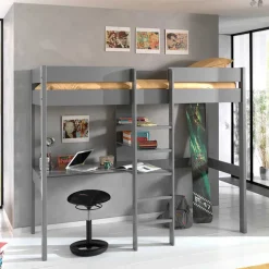 105x175x208 Graues Hochbett mit Schreibtisch - Wevera^Wohnen Best