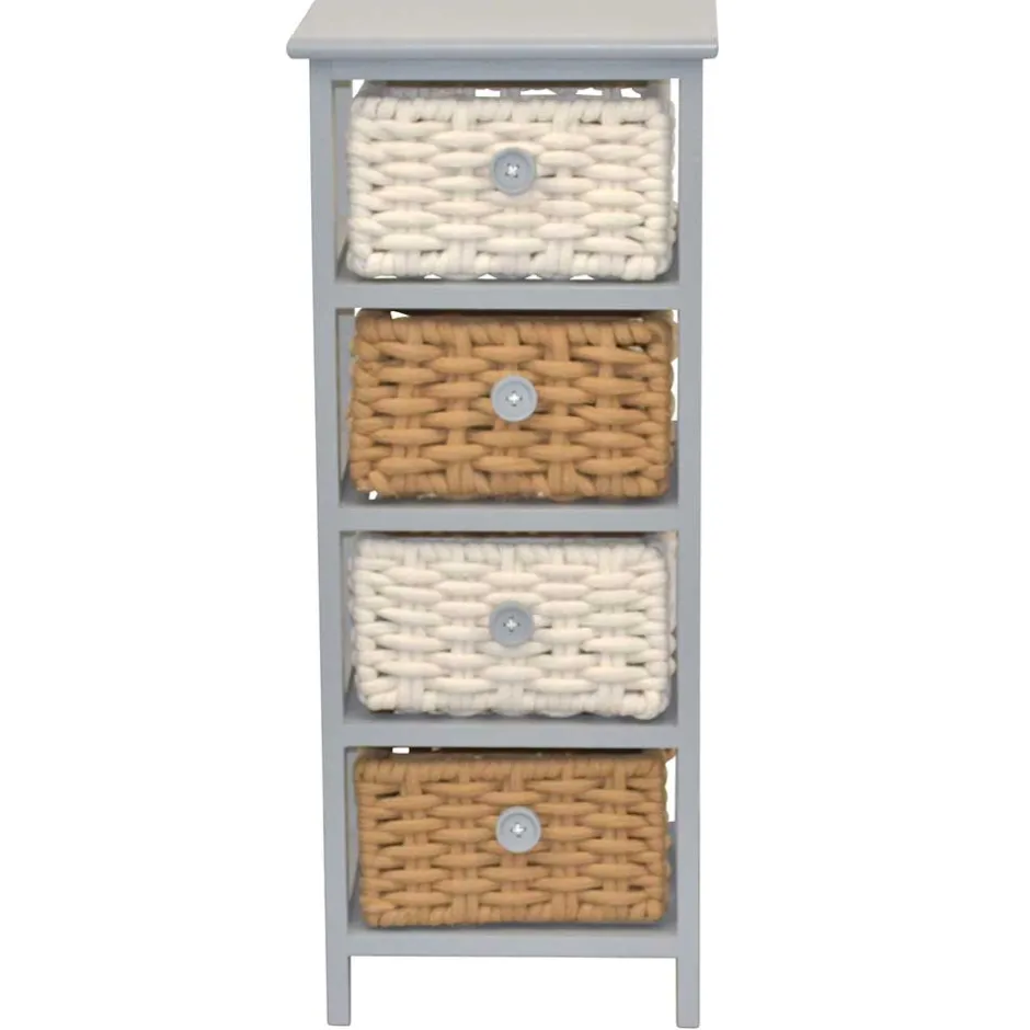 Wohnen 30x73x25 Graues Regal mit vier Körben - Donnira